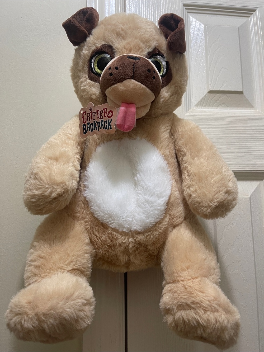 Plush Pug Kids Backpack - Tan and White Critter Backpack